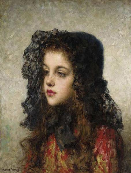 Alexei Harlamov Little Girl with Veil Spain oil painting art